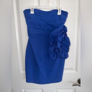 Zara Cobalt Strapless Ruffle Dress